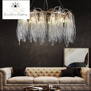 Espirilly Crystal Leaf Round Chandelier - chandeliers