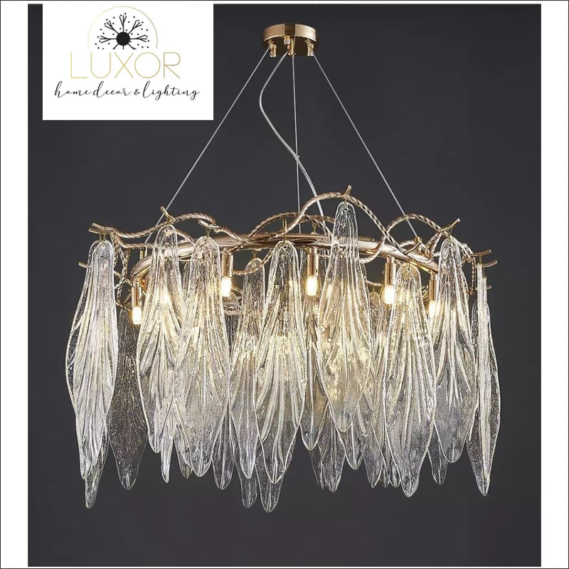 Espirilly Crystal Leaf Round Chandelier - chandeliers