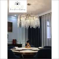 Espirilly Crystal Leaf Round Chandelier - chandeliers