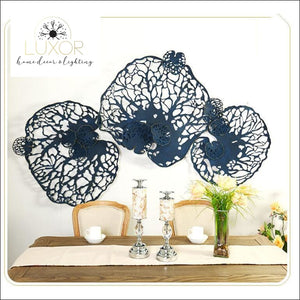 wall decor European Wrought Iron Blue Leaf Decor - Luxor Home Decor & Lighting