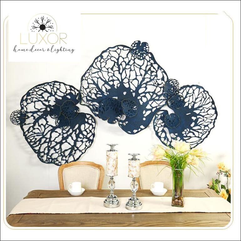 wall decor European Wrought Iron Blue Leaf Decor - Luxor Home Decor & Lighting