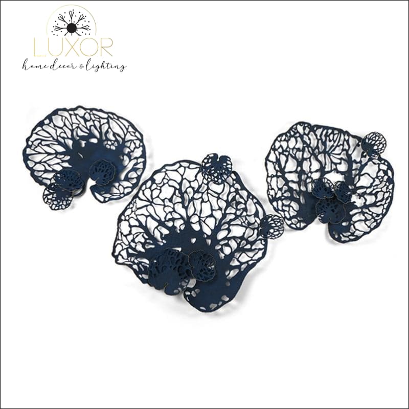wall decor European Wrought Iron Blue Leaf Decor - Luxor Home Decor & Lighting