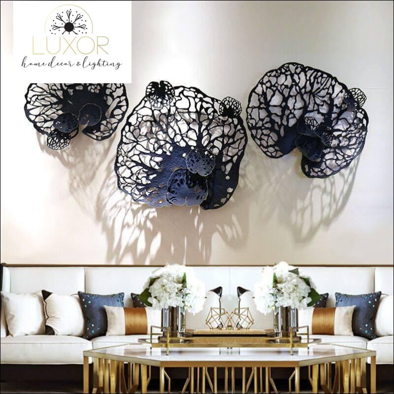 wall decor European Wrought Iron Blue Leaf Decor - Luxor Home Decor & Lighting