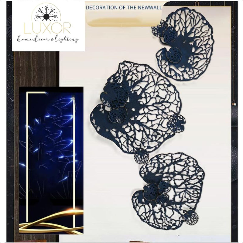 wall decor European Wrought Iron Blue Leaf Decor - Luxor Home Decor & Lighting