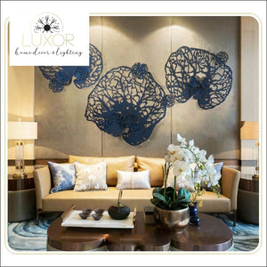 wall decor European Wrought Iron Blue Leaf Decor - Luxor Home Decor & Lighting