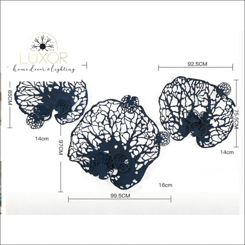 wall decor European Wrought Iron Blue Leaf Decor - Luxor Home Decor & Lighting