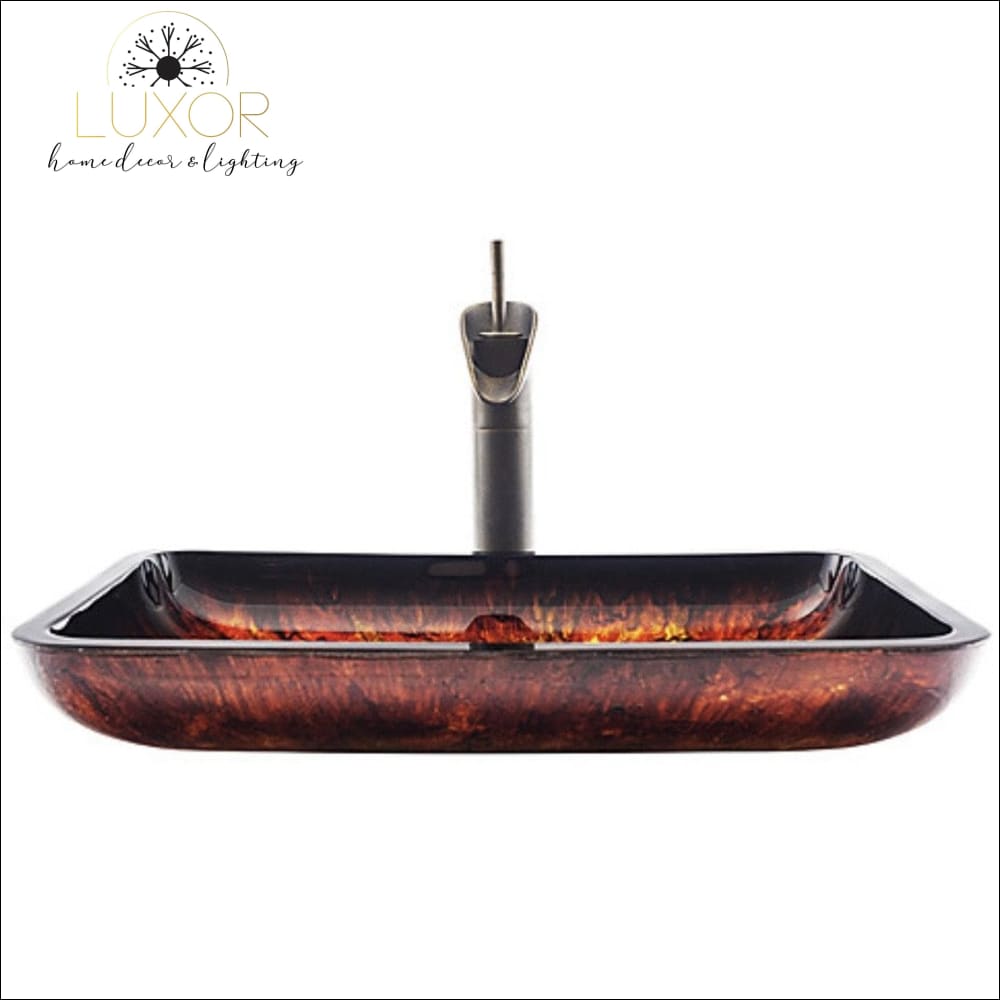 bathroom accessories Fiery Rectangular Tempered Glass & Faucet Set - Luxor Home Decor & Lighting