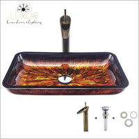 bathroom accessories Fiery Rectangular Tempered Glass & Faucet Set - Luxor Home Decor & Lighting