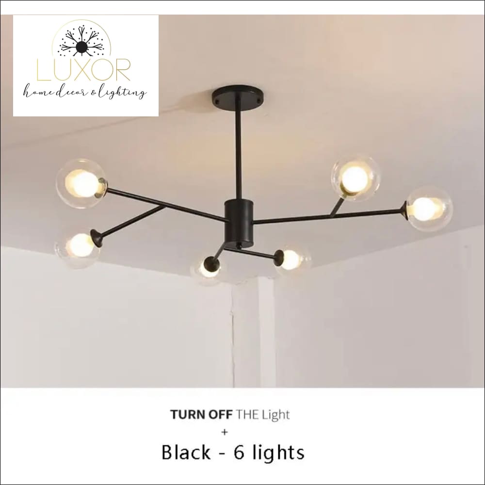 Galalini Modern Chandelier - 6 Heads - Black D55cm x H38cm / Warm White - chandeliers