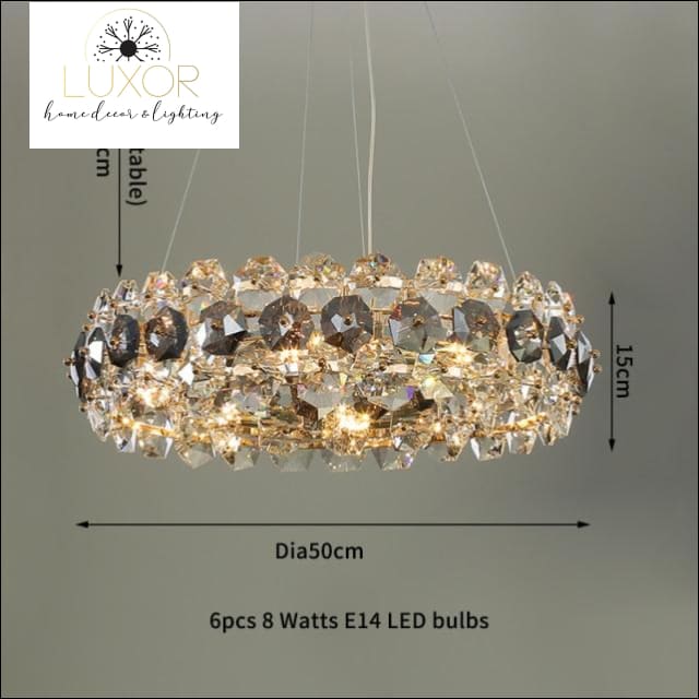 Gonesa Smokey Crystal Chandelier - Dia50xH15cm / Warm White / Warm light(3000K) - chandelier