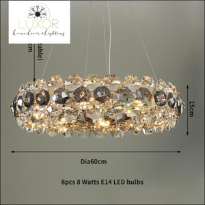 Gonesa Smokey Crystal Chandelier - Dia60xH15cm / Dimmable / Warm light(3000K) - chandelier