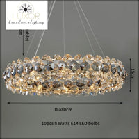 Gonesa Smokey Crystal Chandelier - Dia80xH15cm / Dimmable / Warm light(3000K) - chandelier