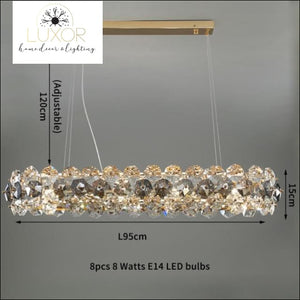 Gonesa Smokey Crystal Chandelier - L95xW30xH15cm / Dimmable / Warm light(3000K) - chandelier