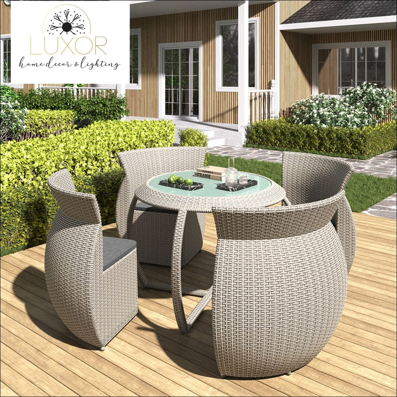 Hardon 5 Piece Rattan Outdoor Dining Set - Outdoor Seating