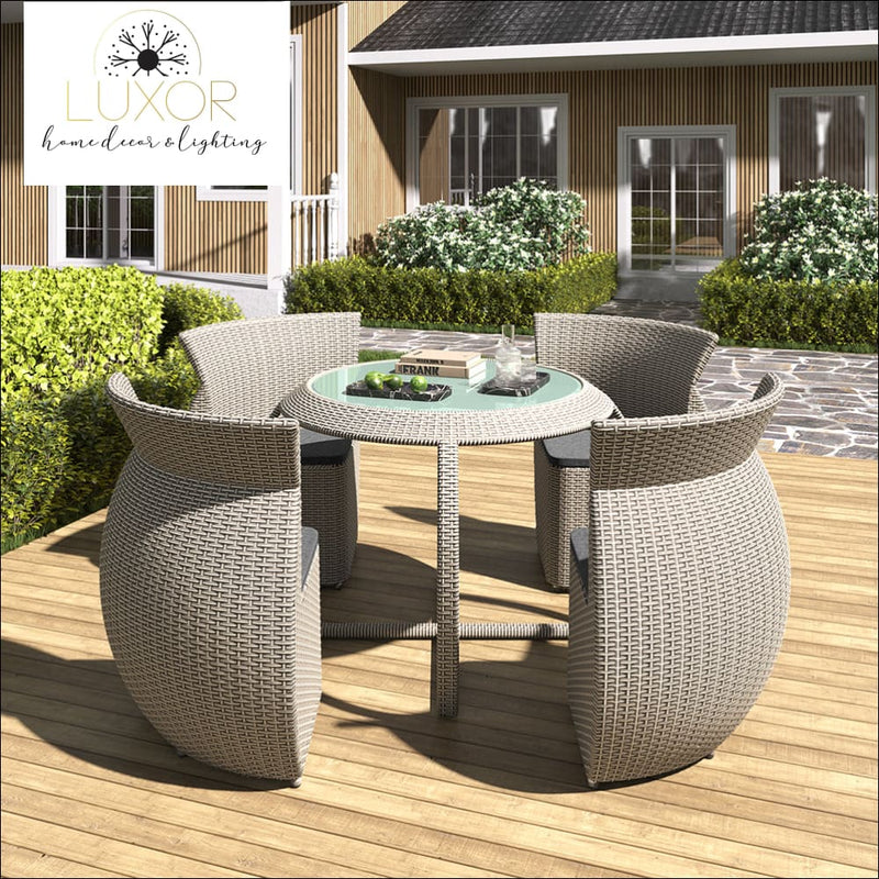 Hardon 5 Piece Rattan Outdoor Dining Set - Outdoor Seating