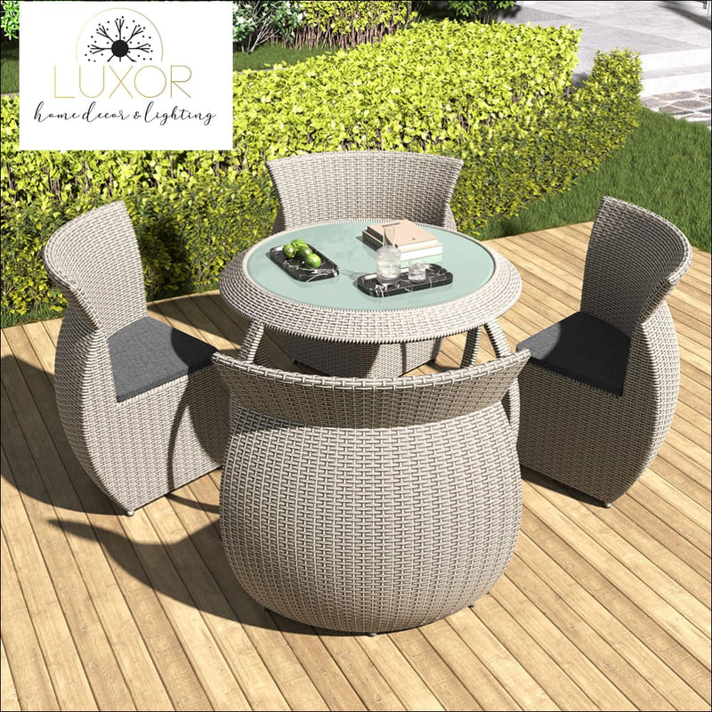 Hardon 5 Piece Rattan Outdoor Dining Set - Outdoor Seating