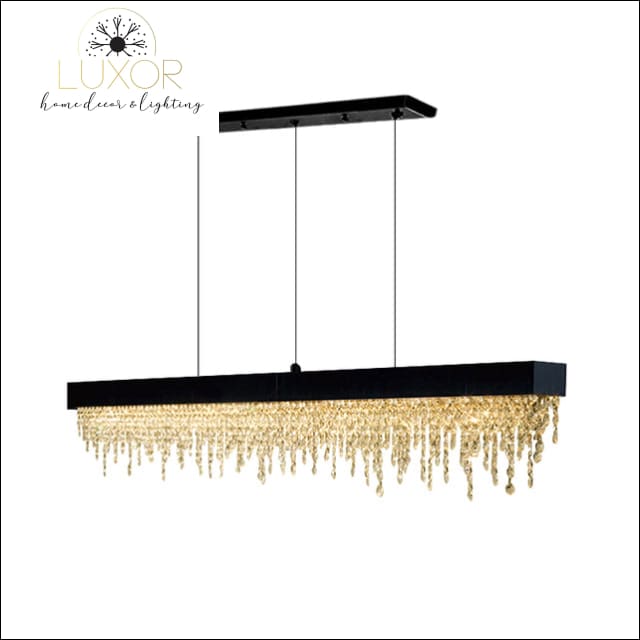 Jubelie Rectangle Crystal Chandelier - Black / L100xW12xH25cm / Warm White - chandeliers