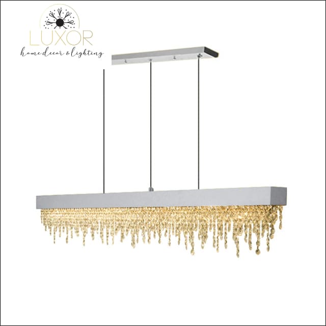 Jubelie Rectangle Crystal Chandelier - Chrome / L150xW12xH25cm / Warm White - chandeliers