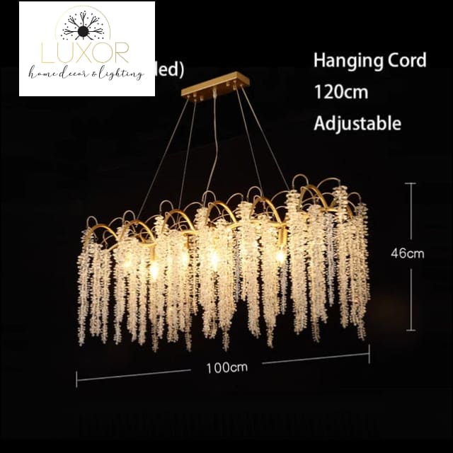 Juris Crystal Rectangular Chandelier - Oval L100cm / White Light - chandeliers