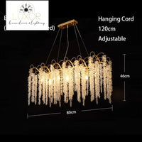Juris Crystal Rectangular Chandelier - Oval L80cm / White Light - chandeliers