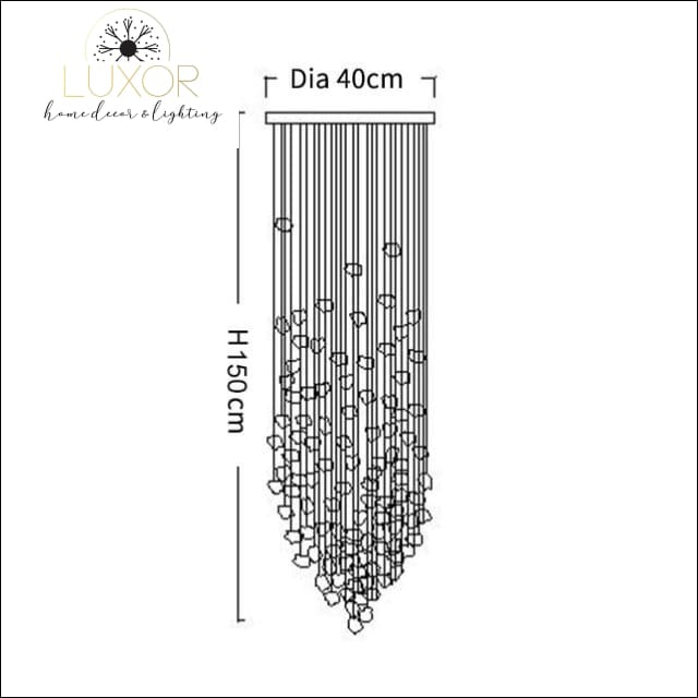 Karman Suspended Glass Chandelier - Dia40xH150cm / Black Stone / Cool light 6000K - chandeliers