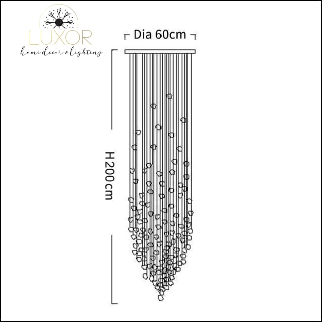Karman Suspended Glass Chandelier - Dia60xH200cm / Black Stone / Cool light 6000K - chandeliers