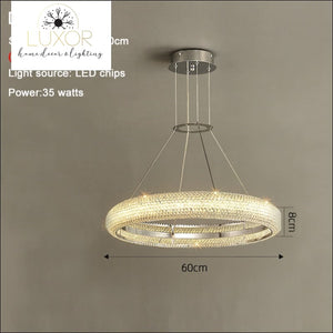 Kayla Crystal Ring Chandelier Collection - Dia60cm / Warm light 3000K / Gold chandelier - chandeliers