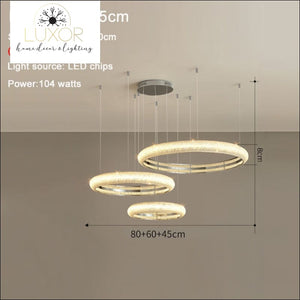 Kayla Crystal Ring Chandelier Collection - Dia80x60x45cm / Warm light 3000K / Gold chandelier - chandeliers