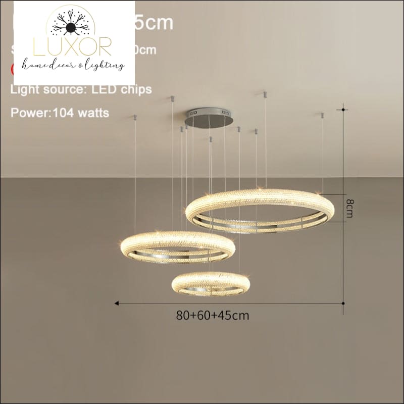 Kayla Crystal Ring Chandelier Collection - Dia80x60x45cm / Warm light 3000K / Gold chandelier - chandeliers