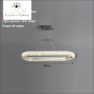 Kayla Crystal Ring Chandelier Collection - L90xW35xH8cm / Warm light 3000K / Gold chandelier - chandeliers