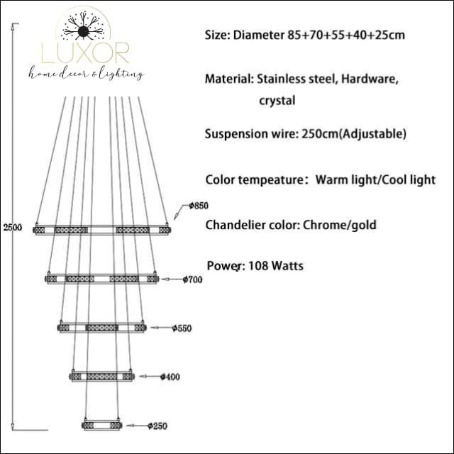 chandeliers Lana Staircase Luxury Chandelier - Luxor Home Decor & Lighting