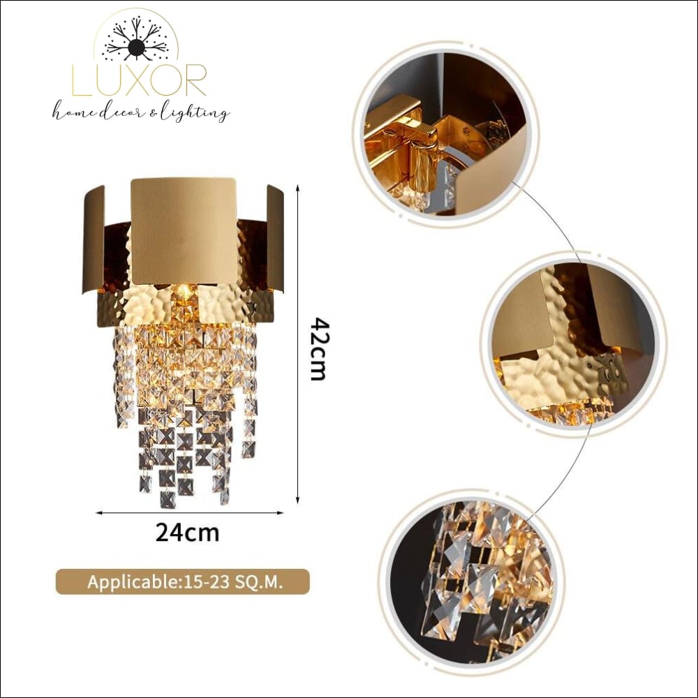 wall lighting Lenora Gold Crystal Wall Sconce - Luxor Home Decor & Lighting