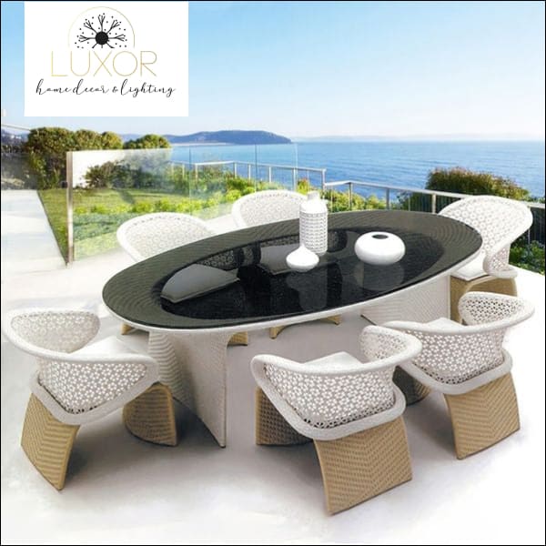 Lensi Modern 7 Piece Outdoor Dining Set - Outdoor Seating
