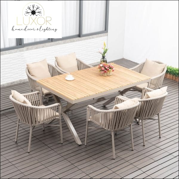 Lesmon 7 Piece Teak Outdoor Dining Set - Outdoor Seating