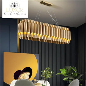 Listori Gold Rectangular Chandelier - chandelier