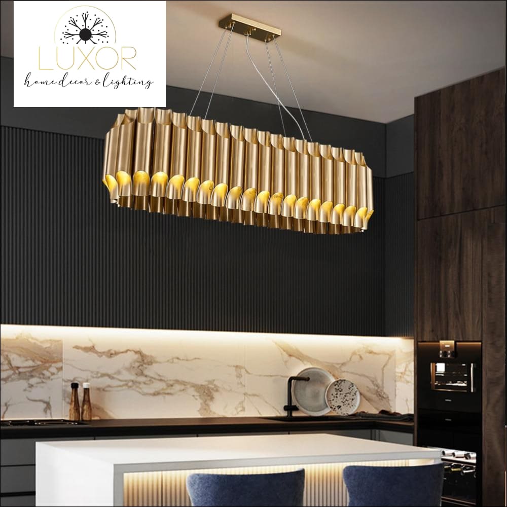 Listori Gold Rectangular Chandelier - chandelier