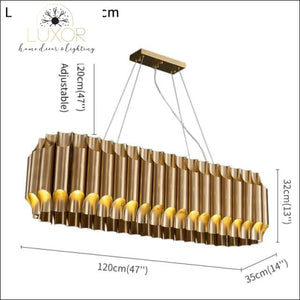 Listori Gold Rectangular Chandelier - L120 W35 H32cm / Dimmable / Dimmable - chandelier
