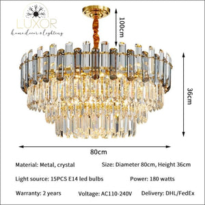 chandeliers Lumi Smokey Crystal Chandelier - Luxor Home Decor & Lighting