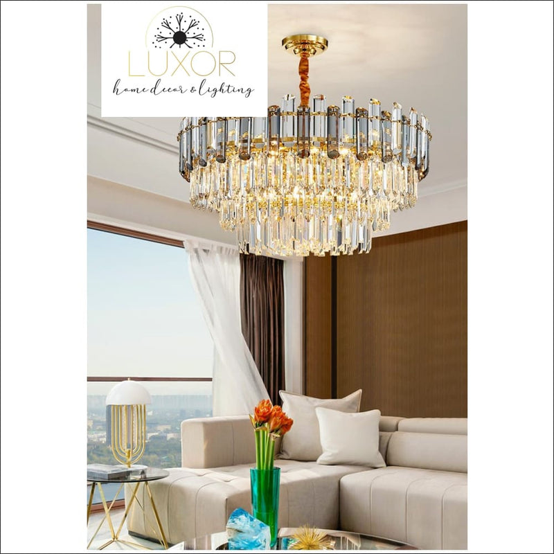 chandeliers Lumi Smokey Crystal Chandelier - Luxor Home Decor & Lighting