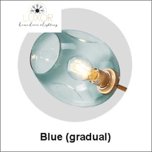 Lustre Glass Pendant Lamp - Blue(gradual) / Black body / 3Heads - pendant lighting