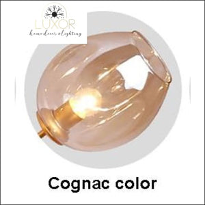 Lustre Glass Pendant Lamp - Cognac Color / Golden body / 3Heads - pendant lighting