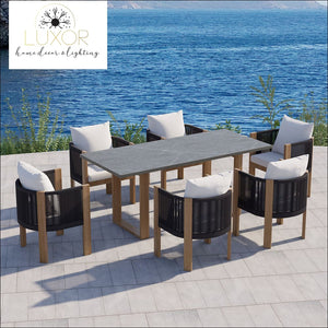 Bucari Modern 7 Piece Outdoor Dining Set - Outdoor Seating