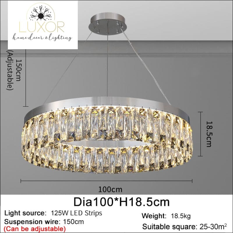 Magda Luxury Crystal Chandelier - Dia100cm H18.5cm / Dimmable warm llight - chandeliers