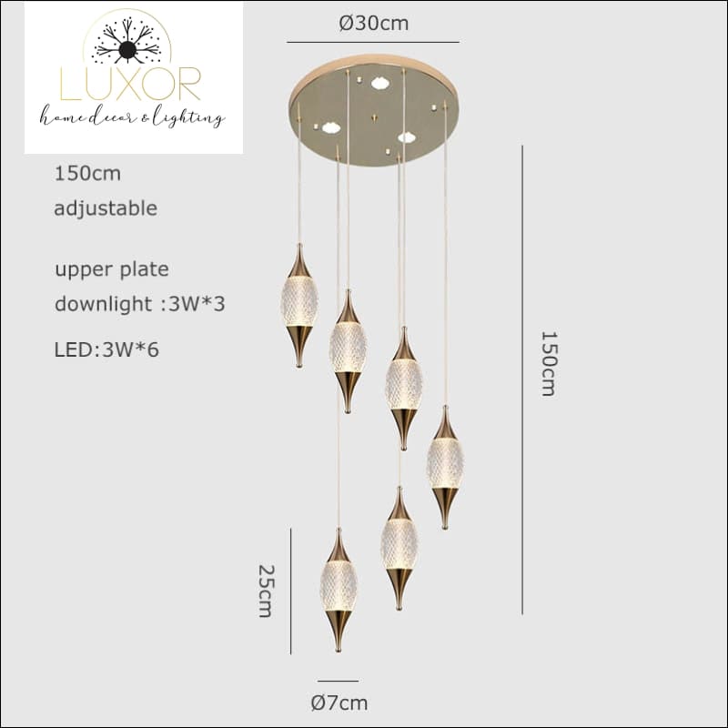 Magdely Gold Crystal Chandelier - 6 light / Warm light - chandeliers
