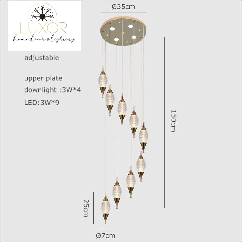 Magdely Gold Crystal Chandelier - 9 light / Warm light - chandeliers