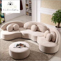 Magnolia Velvet Sectional Sofa Set with Ottoman - Khaki