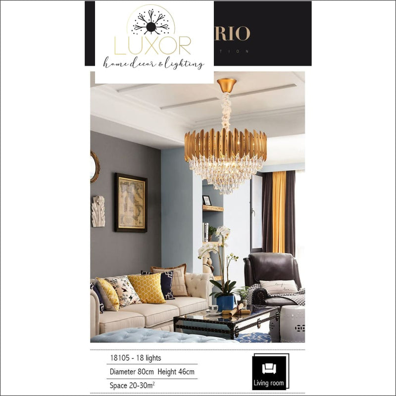 chandeliers Marli Crystal Gold Chandelier - Luxor Home Decor & Lighting