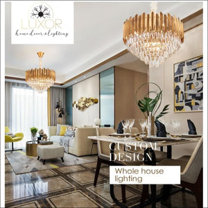 chandeliers Marli Crystal Gold Chandelier - Luxor Home Decor & Lighting