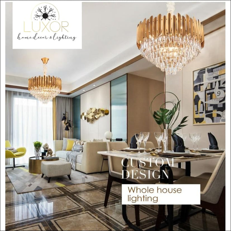 chandeliers Marli Crystal Gold Chandelier - Luxor Home Decor & Lighting