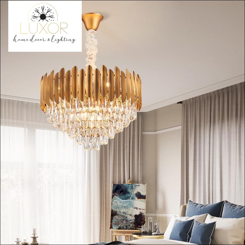 chandeliers Marli Crystal Gold Chandelier - Luxor Home Decor & Lighting